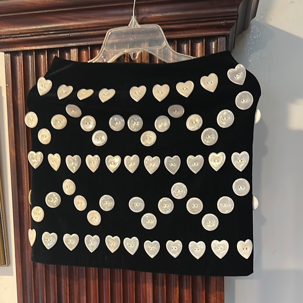Moschino brand New Black Heart Embellished Mini Skirt